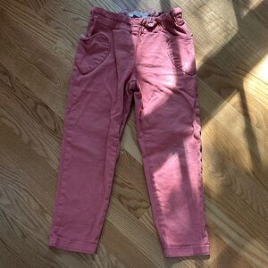 Mini Boden Pink Twill Paperbag Pull-on Pants with Heart Pockets
